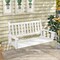 Wooden Outdoor Porch Swing with Slatted Backrest and Ergonomic Curved Seat